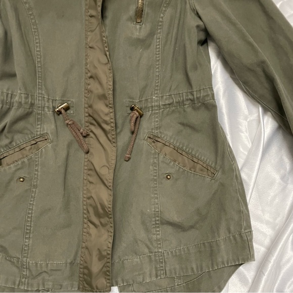 American Rag Cie- Coats & Jackets Below Hip Dark Army Green Jacket with Hood - Picture 8 of 10